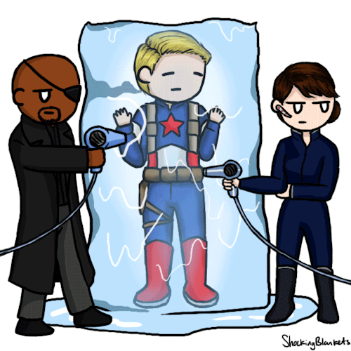 Agent hill and Nick fury defrost Captain america