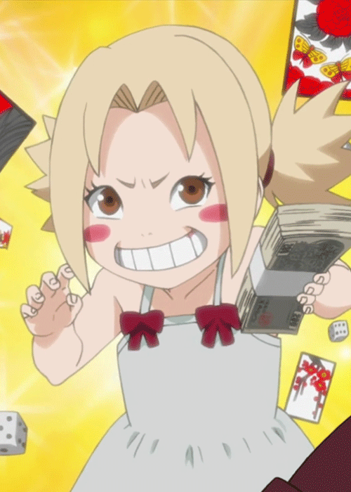 Anime/manga: Naruto (Shippuden Character: Tsunade, 1st Hokage said her gambling habit came from him.