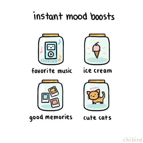 Any of these things can instantaneously cheer me up. >w< Also, bubbles. | chibird on Tumblr