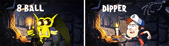 Anyone else realize that the skeleton in 8-balls intro is dipper and the skeleton in dippers intro looks like 8-Ball?!?!