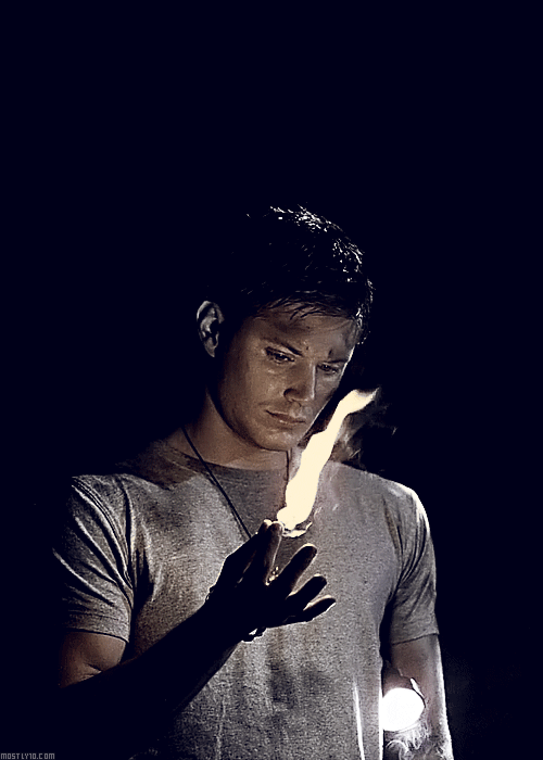 Character inspiration - someone probably handed him that flashlight he has tucked under his arm, and he responded with his own light. : Though if he really wanted a light to substitute the flashlight he wouldn't have used his fire because their fire is never really bright.