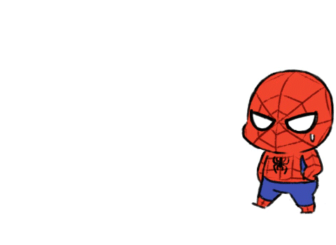 Chibi Deadpool following Spiderman (SpideyI now 5ever love the person who made this