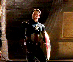 Chris impersonating Tom who's playing Loki impersonating Captain America. Marvel-ception. (click for full gif set