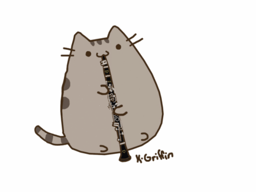 clarinet cat meme gloves | pusheen clarinet lookin' good that clari took so long to draw tho