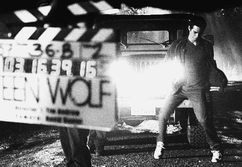Dylan dancing on teen wolf set (Roscoe in the background ;