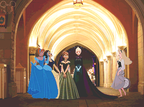 Fan Art of Anna and Elsa welcomed to the royal family. for fans of Disney Princess.