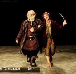 (gif Bilbo and Dori prancing around. :D << I lost it and had a giggle fit. Something's wrong with me.