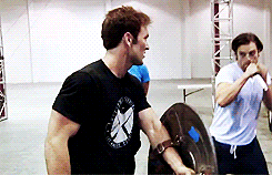 gif Chris and Sebastian. Okay, i didn't realize this before, but Chris has a SHIELD t-shirt on!// I am so mesmerized by this gif