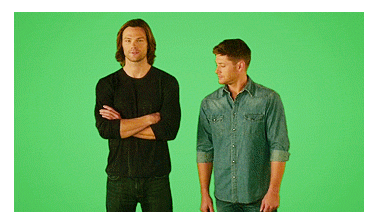 (gif Jensen Matches Jared's pose. Love Jared's little smirk.