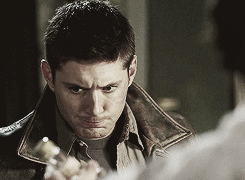 [GIF] This. Jensen's face after drinking the spiked eggnog. Jared's face watching him. 3x08 A Very Supernatural Christmas
