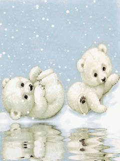 Hình nền động – Gấu con nghịch tuyết yêu không chịu được