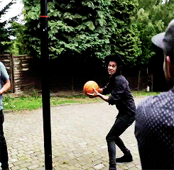 Harry playing basketball at four photoshoot -This would be me