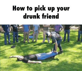 How to pick up your drunk friend  GIF