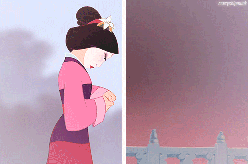I really love this because it shows the whole transition she makes in the movie, finding herself and staying true to who she is. And look where it got her: she saved all of China!