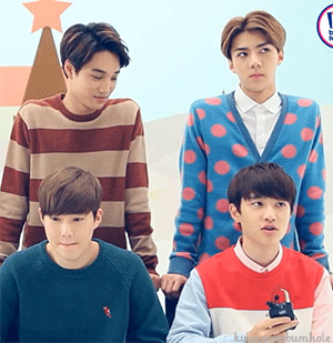 KAISOO. Suho: *I can seriously feel Kai looking D.O. Right now...* Sehun: *Wonder what it would be like with Luhan....*