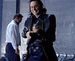 Loki (GIF <---Tom looks like more of a maniac out of character than he ever did in character.