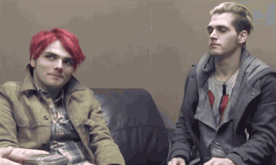 Mikey winking at Gerard ~ My Chemical Romance