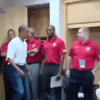 Obama shakes hands