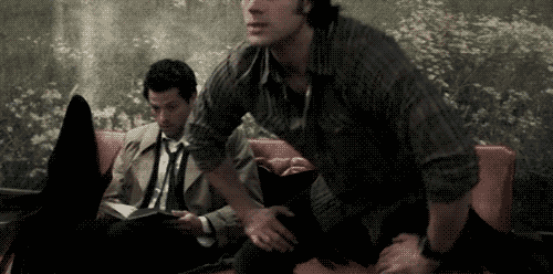 OH MY GOD THIS IS ACTUALLY PERFECT! LOOK AT CAS’ FACE! THIS IS TOTALLY WHAT HAPPENED! WE JUST COULDN’T SEE THE WINGS!