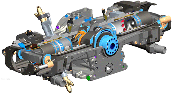 Opposed Piston Engine:  Apparently it can have better thermodynamic properties which leads to better fuel efficiency. There are a bunch of different tradeoffs with maintenance and engine size too, but it really depends on the specific applications
