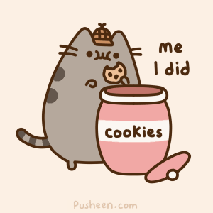 Pusheen the cat,  I ate the cookies. GIF animated version