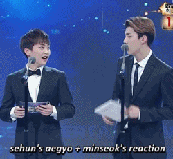 Sehun's cuteness and Xiumin's adorable judging reaction. - Sehun was like: 'Ok, lemme try to do aegyo*but after 3 sec* *nah watever, im cool*' and Xiumin's reaction was priceless ^_^
