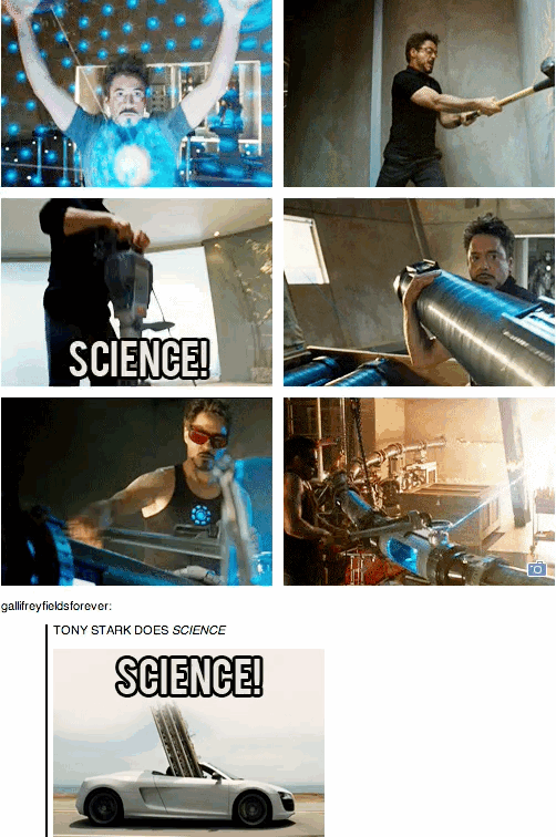 Stand back! Tony Stark's about to do Science! (best gif set ever