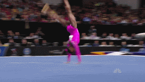 The height that Simone Biles gets on her double-double is craaazy! (gif