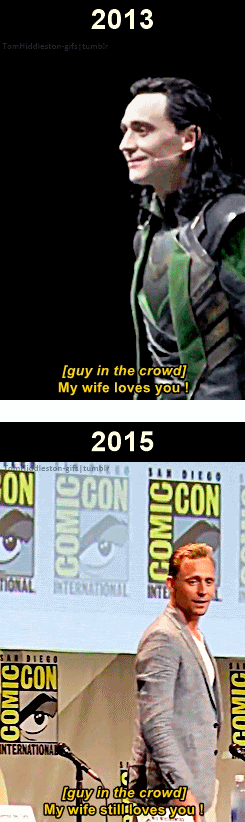 The King of Comic-Con. (Gifs by tomhiddleston-gifs.tumblr: http://tomhiddleston-gifs.tumblr.com/post/129758616094 