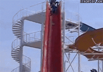 This barricaded slide. | 48 Ideas That Completely Backfired. These are painful to watch but so funny