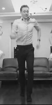 Tom Hiddleston dancing GIF. This is actually really, REALLY amazing! Those moves..!!