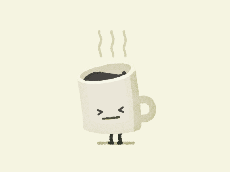 Tuesday morning's coffee is just too darn HOT.  Part of my sticker pack Moody Foodies:  https://www.behance.net/gallery/43627687/Moody-Foodies-for-StickerPlace