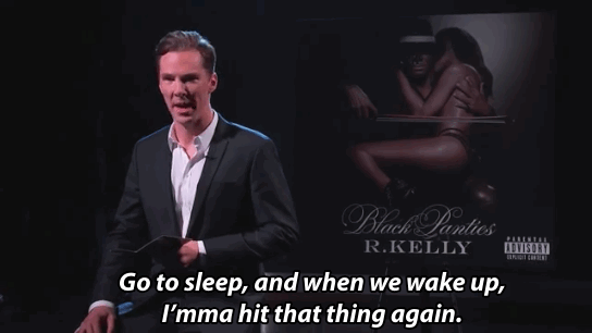 When his dramatic reading of R. Kelly’s “Genius” was already the sexiest thing to happen to television all year… | 37 Times In 2013 Benedict Cumberbatch Proved He Was King Of The Internet