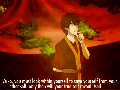 You must look within yourself...to find your other self...to find your true self?  Zuko is too funny!