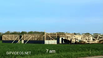 Amish barn raising - 10hr time-lapse