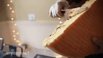 Melting cheese straight off the wheel.