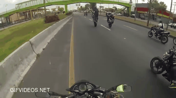 Motorcycle attempt to escape his douchebag captors.