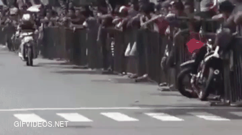 Rider gets revenge for being driven into barrier
