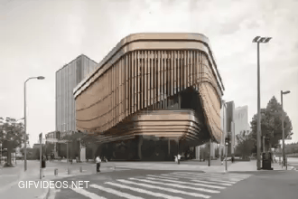 The moving facade of the financial center in Shanghai